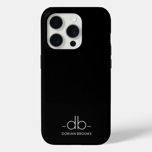 Coques Case-Mate iPhone Monogramme Élégant Minimal Noir Et Blanc (Verso)