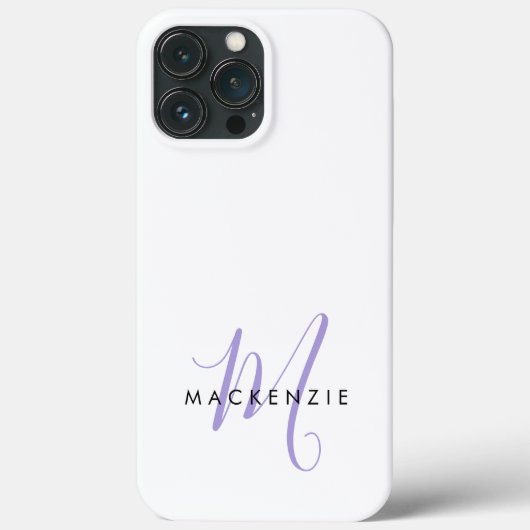 Coques Case-Mate iPhone Monogramme élégant moderne blanc lavande écriture (Verso)