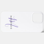 Coques Case-Mate iPhone Monogramme élégant moderne blanc lavande écriture (Verso (horizontal))