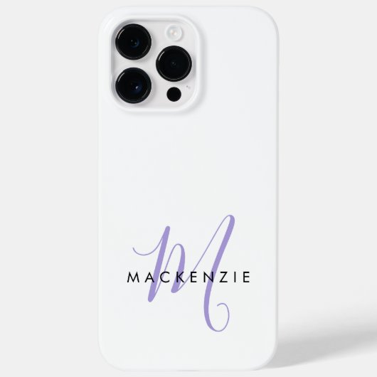 Coques Case-Mate iPhone Monogramme élégant moderne blanc lavande écriture (Verso)