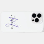Coques Case-Mate iPhone Monogramme élégant moderne blanc lavande écriture (Verso (horizontal))