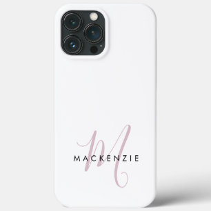 Case-Mate iPhone Case Monogramme élégant moderne blanc rose blush écritu
