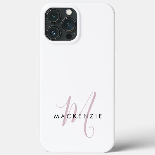 Coques Case-Mate iPhone Monogramme élégant moderne blanc rose blush écritu (Verso)
