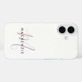 Coques Case-Mate iPhone Monogramme élégant moderne blanc rose blush écritu (Verso (horizontal))