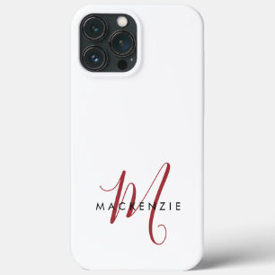 Case-Mate iPhone Case Monogramme élégant moderne blanc rouge script 