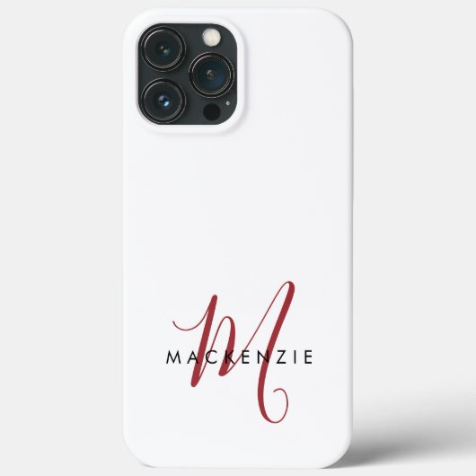 Coques Case-Mate iPhone Monogramme élégant moderne blanc rouge script  (Verso)