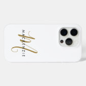 Coques Case-Mate iPhone Monogramme élégant moderne en or blanc écriture (Verso (horizontal))