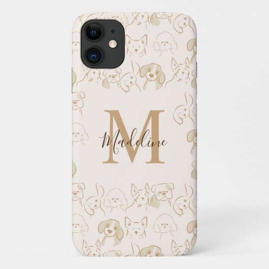 Coques Case-Mate iPhone Monogramme élégant Motif de chien pop neutre migno (Dos)