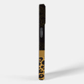 Coques Case-Mate iPhone Monogramme élégant noir à impression léopard doré (Verso / Droite)