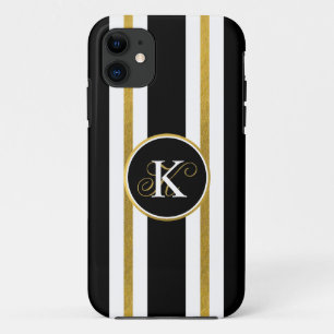 Case-Mate iPhone Case Monogramme Elégant Noir & Or Personnalisé