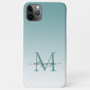 Case-Mate iPhone Case Monogramme élégant Nom de script Dusty Turquoise O