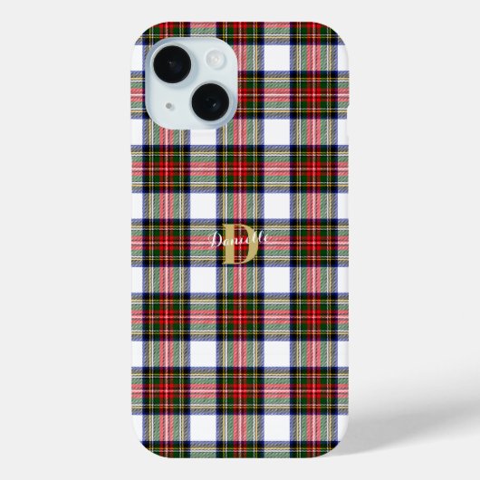 Coques Case-Mate iPhone Monogramme Élégant Personnalisé Nom Noël Plaid (Verso)