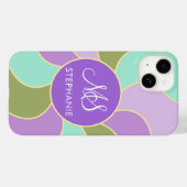 Coques Case-Mate iPhone Monogramme Élégant Purple Vert Rétro Vagues Soleil (Verso (horizontal))