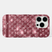 Coques Case-Mate iPhone Monogramme Élégant Rose Pâle Étincelle (Verso (horizontal))