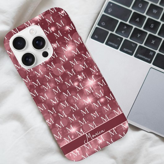 Coques Case-Mate iPhone Monogramme Élégant Rose Pâle Étincelle