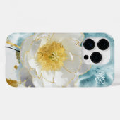 Coques Case-Mate iPhone Monogramme Élégant Simple Fleur Blanche Aquarelle (Verso (horizontal))