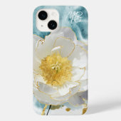 Coques Case-Mate iPhone Monogramme Élégant Simple Fleur Blanche Aquarelle (Verso)