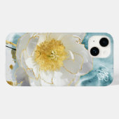 Coques Case-Mate iPhone Monogramme Élégant Simple Fleur Blanche Aquarelle (Verso (horizontal))