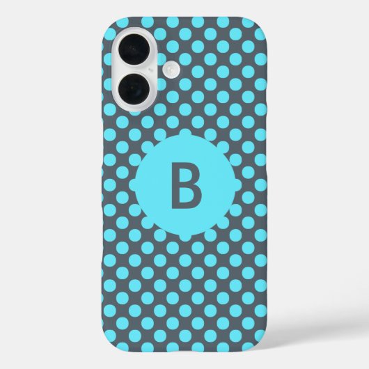Coques Case-Mate iPhone Monogramme Elegant Turquoise Polka Dot (Verso)