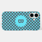 Coques Case-Mate iPhone Monogramme Elegant Turquoise Polka Dot (Verso (horizontal))