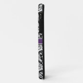 Coques Case-Mate iPhone Monogramme élégant violet noir blanc Damas (Dos/Gauche)