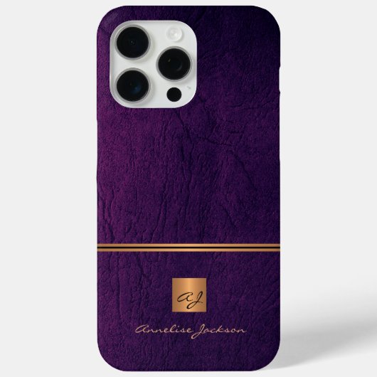 Coques Case-Mate iPhone Monogramme élégant violet or luxe (Verso)