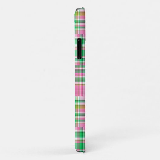 Coques Case-Mate iPhone Monogramme Emerald Hot rose Preppwork Madras (Dos/Droite)