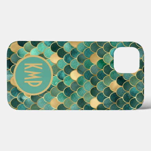 Coques Case-Mate iPhone Monogramme Émeraude Verte Initiale Émeraude Or Sir (Verso (horizontal))