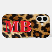 Coques Case-Mate iPhone Monogramme Empreinte de léopard (Verso (horizontal))