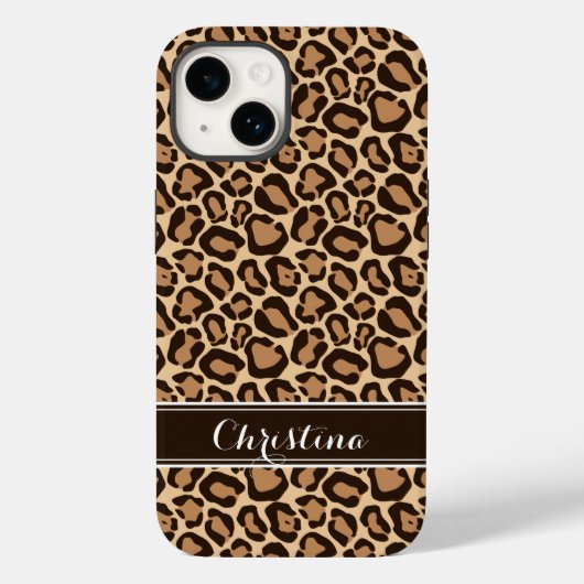 Coques Case-Mate iPhone Monogramme Empreinte de léopard Brown (Verso)