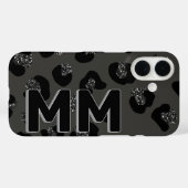 Coques Case-Mate iPhone Monogramme Empreinte de léopard noir foncé tendanc (Verso (horizontal))