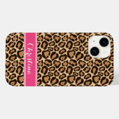 Coques Case-Mate iPhone Monogramme Empreinte de léopard rose et Brown (Verso (horizontal))