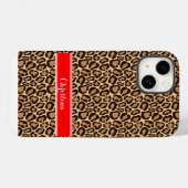Coques Case-Mate iPhone Monogramme Empreinte de léopard rouge et Brown (Verso (horizontal))