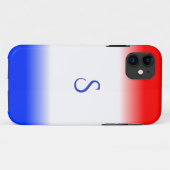 Coques Case-Mate iPhone Monogramme en bande rouge blanche et bleue (Dos (Horizontal))