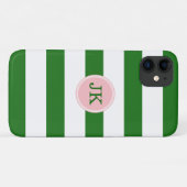 Coques Case-Mate iPhone Monogramme en bande verte et rose (Dos (Horizontal))