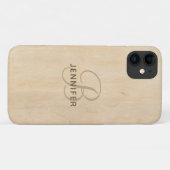 Coques Case-Mate iPhone Monogramme en bois Nom personnalisé (Dos (Horizontal))