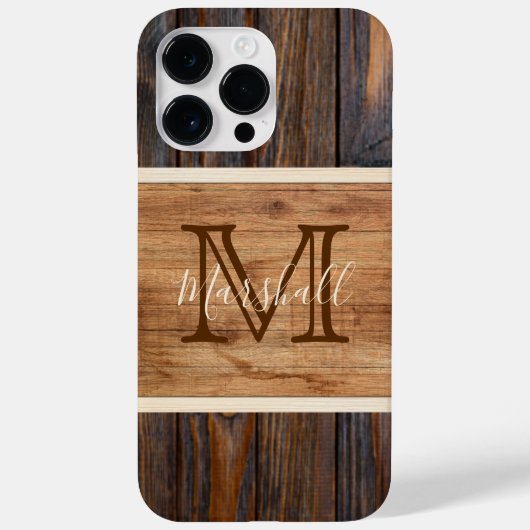 Coques Case-Mate iPhone Monogramme en bois rustique (Verso)