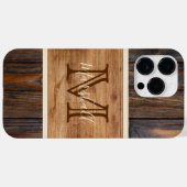 Coques Case-Mate iPhone Monogramme en bois rustique (Verso (horizontal))
