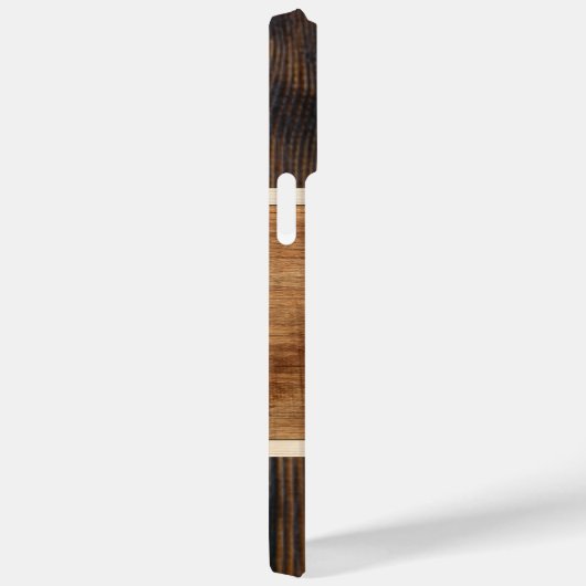 Coques Case-Mate iPhone Monogramme en bois rustique (Verso / Droite)