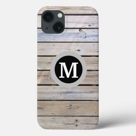 Coques Case-Mate iPhone Monogramme en bois rustique (Verso)