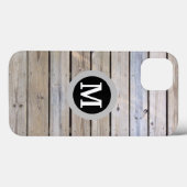 Coques Case-Mate iPhone Monogramme en bois rustique (Verso (horizontal))