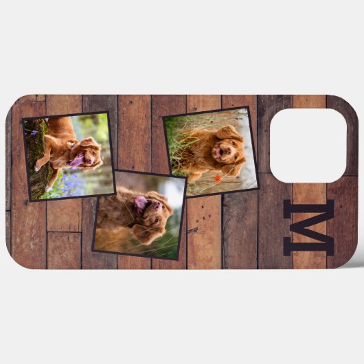 Coques Case-Mate iPhone Monogramme en bois rustique 3 photo (Verso (horizontal))