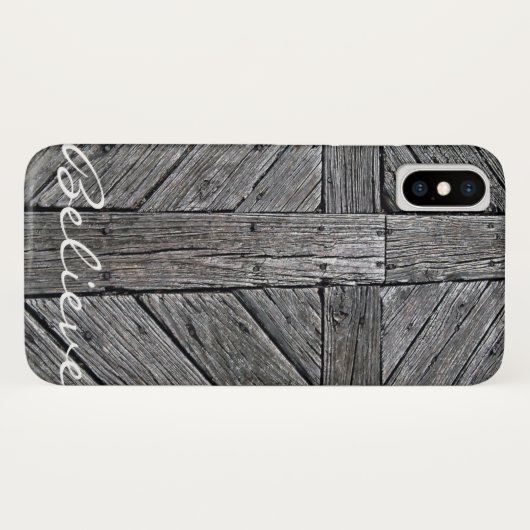 Coques Case-Mate iPhone Monogramme en bois rustique croisé chrétien (Dos (Horizontal))