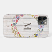 Coques Case-Mate iPhone Monogramme en bois vieilli Fleurs blanches (Dos (Horizontal))