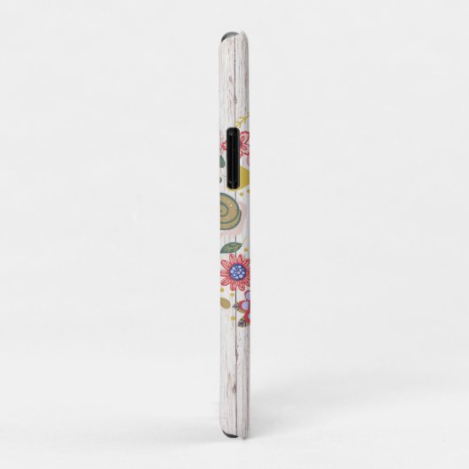 Coques Case-Mate iPhone Monogramme en bois vieilli Fleurs blanches (Dos/Droite)
