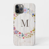Coques Case-Mate iPhone Monogramme en bois vieilli Fleurs blanches (Dos)