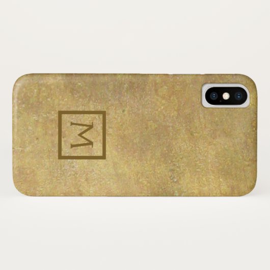 Coques Case-Mate iPhone Monogramme en Carré Faux Métal Brass Simple (Dos (Horizontal))