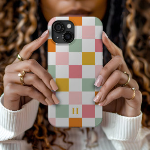 Coque Pour iPhone 15 Monogramme en carton multicolore Boho