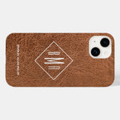 Coques Case-Mate iPhone Monogramme en cuir Brown Faux (Verso (horizontal))
