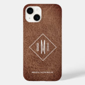 Coques Case-Mate iPhone Monogramme en cuir Brown rustique (Verso)